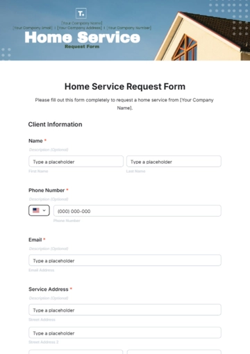 Free Home Service Request Form Template to Edit Online