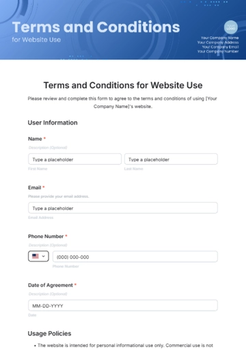Free Terms and Conditions for Website Use Template to Edit Online