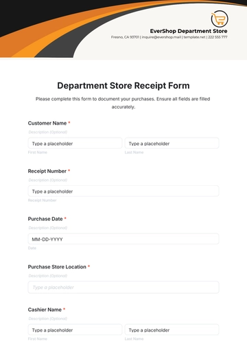 Free Department Store Receipt Form Template to Edit Online