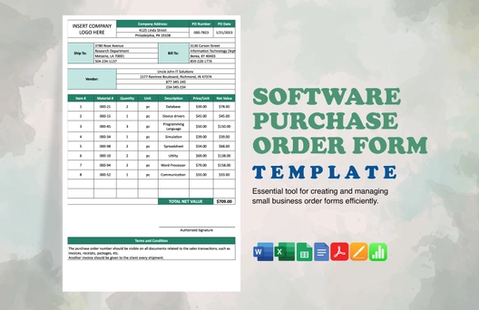 Software Purchase Order Form Template
