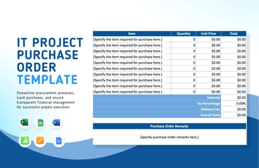 IT Project Purchase Order Template