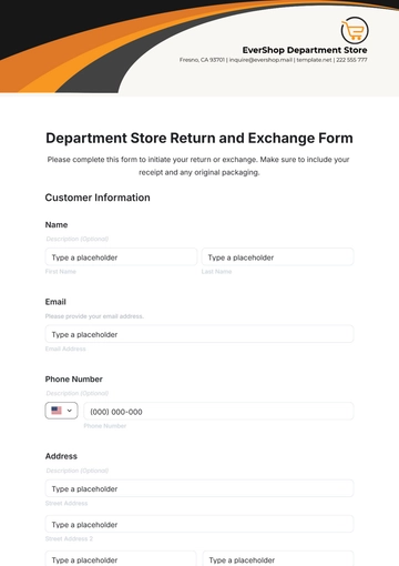 Free Department Store Return and Exchange Form Template to Edit Online