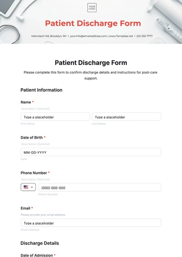 Free Patient Discharge Form Template to Edit Online