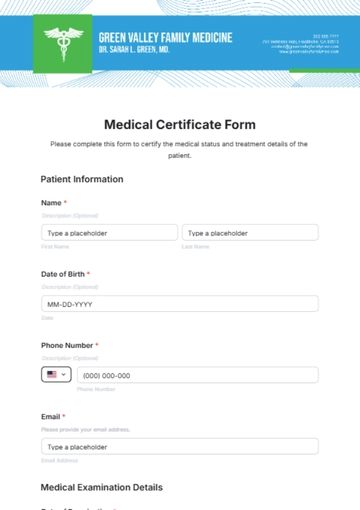 Free Medical Certificate Form Template to Edit Online