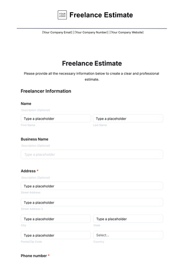 Free Freelance Estimate Template to Edit Online