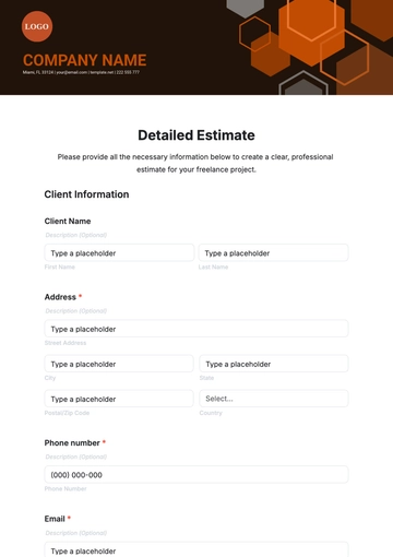 Free Detailed Estimate Template to Edit Online