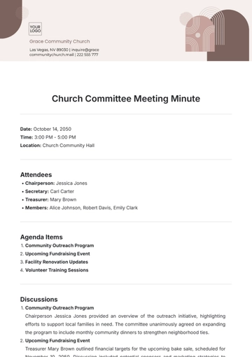 Free Church Committee Meeting Minute Template to Edit Online
