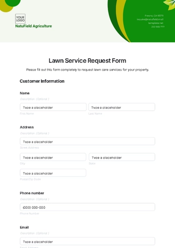Free Lawn Service Request Form Template to Edit Online