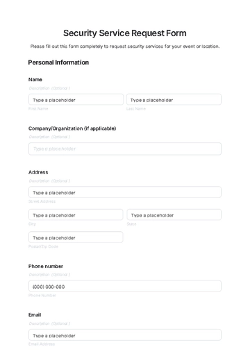 Free Security Service Request Form Template to Edit Online