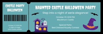 Free Castle Party Halloween Ticket Template to Edit Online