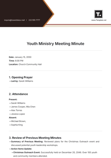 Free Youth Ministry Meeting Minute Template to Edit Online