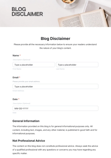 Free Blog Disclaimer Template to Edit Online