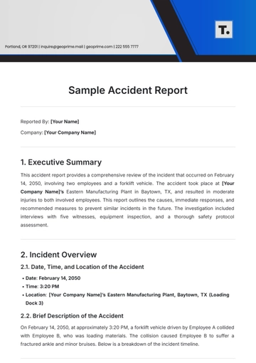 Free Sample Accident Report Template to Edit Online