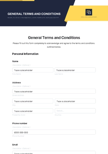 Free General Terms and Conditions Template to Edit Online