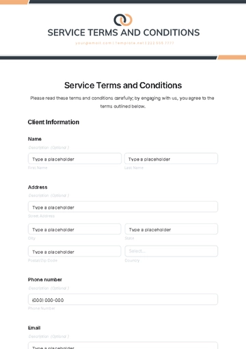 Free Service Terms and Conditions Template to Edit Online