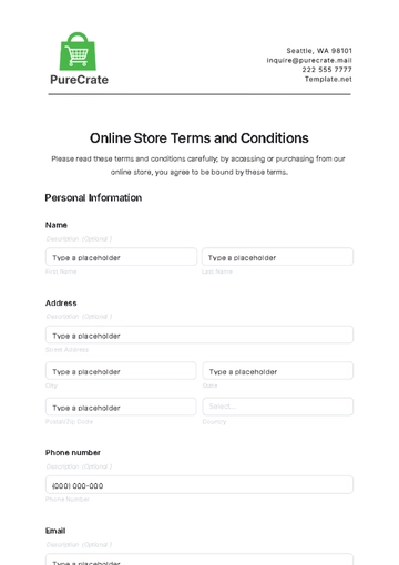 Free Online Store Terms and Conditions Template to Edit Online