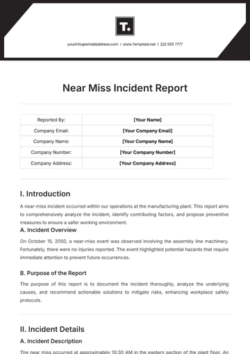 Free Near Miss Incident Report Template to Edit Online