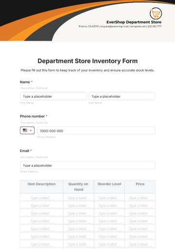 Free Department Store Inventory Form Template to Edit Online Free Department Store Inventory Form Template to Edit Online