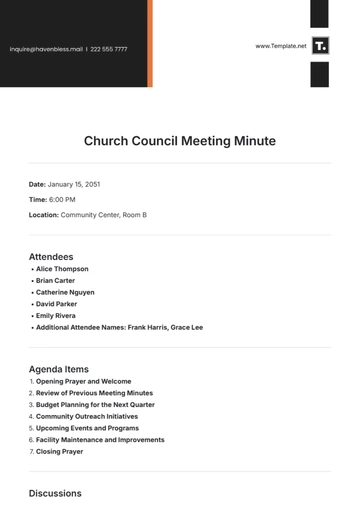 Free Church Council Meeting Minute Template to Edit Online