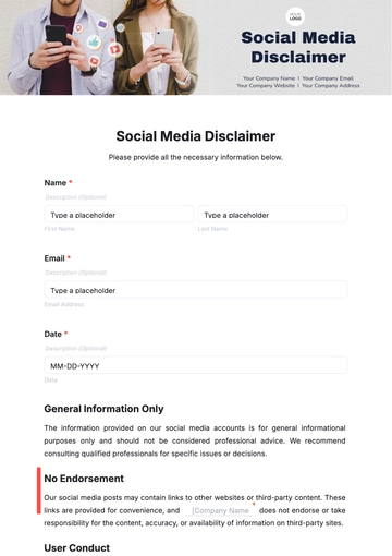 Free Social Media Disclaimer Template to Edit Online