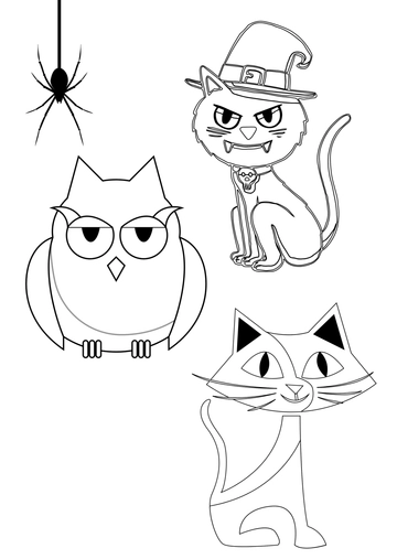 Free Colorful Halloween Animals Drawing Template to Edit Online