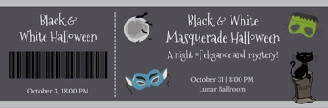 Free Black and White Halloween Ticket Template to Edit Online