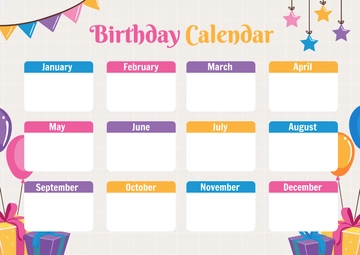 Free Happy Birthday Calendar Template to Edit Online