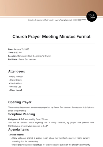 Free Church Prayer Meeting Minutes Format Template to Edit Online