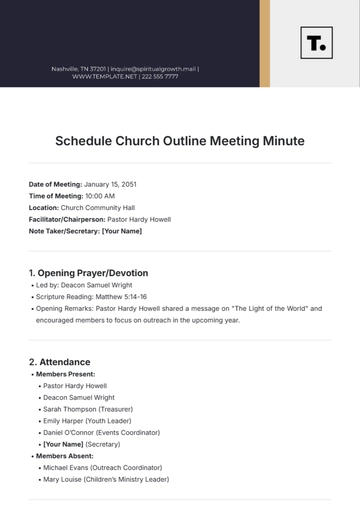 Free Schedule Church Outline Meeting Minute Template to Edit Online