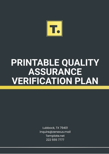 Free Printable Quality Assurance Verification Plan Template to Edit Online