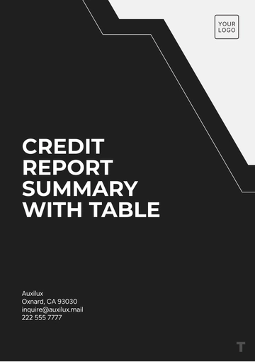 Free Credit Report Summary with Table Template to Edit Online