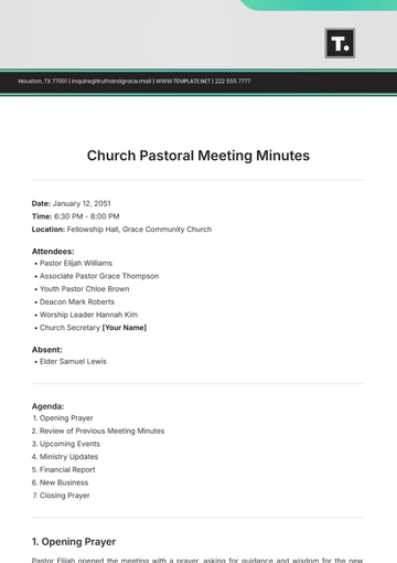 Free Church Pastoral Meeting Minutes Template to Edit Online
