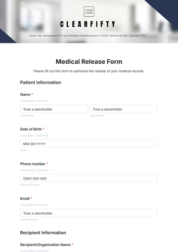 Free Medical Release Form Template to Edit Online