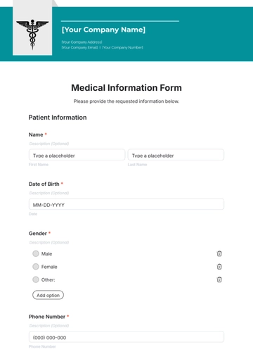 Free Medical Information Form Template to Edit Online