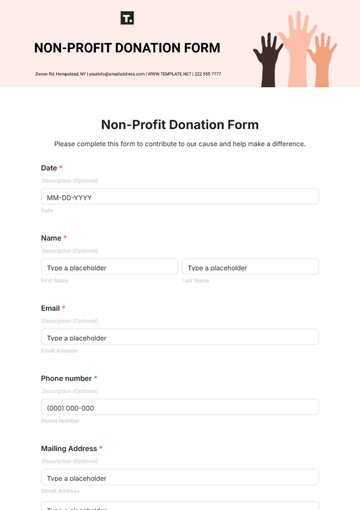 Free Non-Profit Donation Form Template to Edit Online