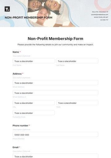 Free Non-Profit Membership Form Template to Edit Online