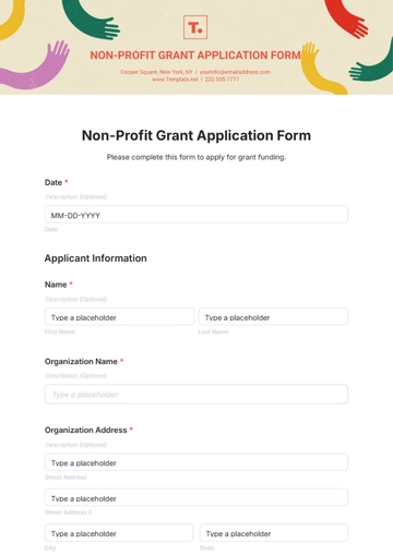 Free Non-Profit Grant Application Form Template to Edit Online