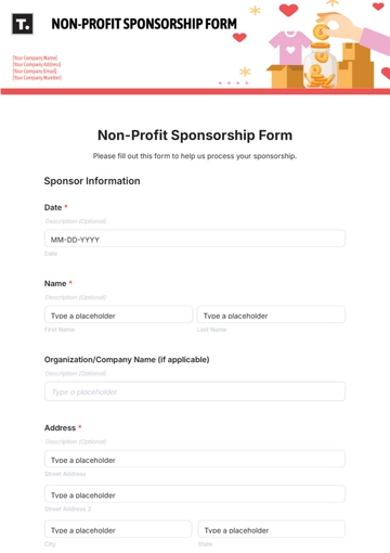 Free Non-Profit Sponsorship Form Template to Edit Online