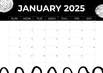 Free Black and White 2025 Calendar Template to Edit Online