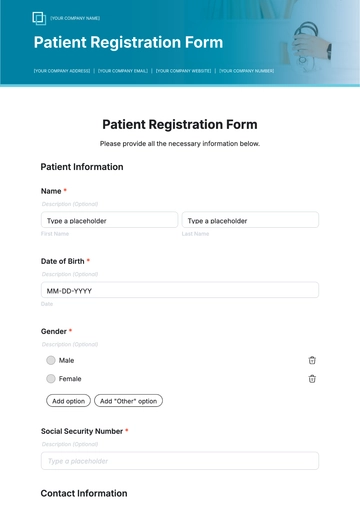 Free Patient Registration Form Template to Edit Online