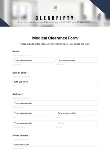 Free Medical Clearance Form Template to Edit Online