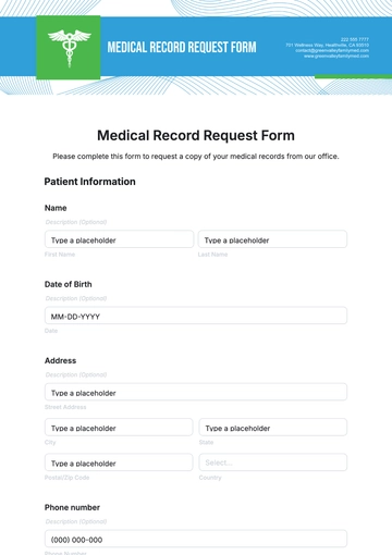 Free Medical Record Request Form Template to Edit Online