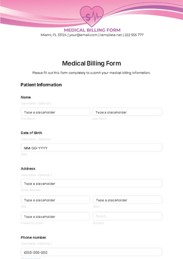 Free Medical Billing Form Template to Edit Online