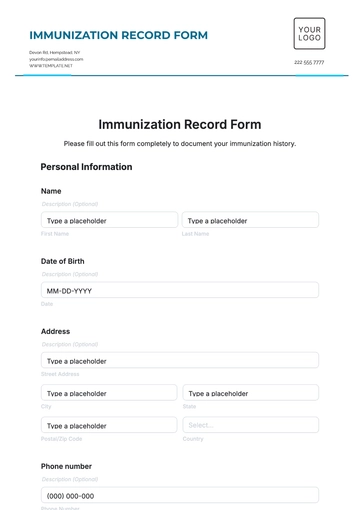 Free Immunization Record Form Template to Edit Online