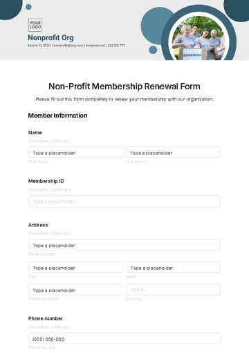 Free Non-Profit Membership Renewal Form Template to Edit Online