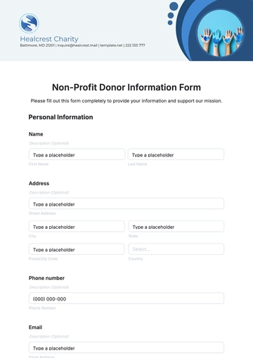 Free Non-Profit Donor Information Form Template to Edit Online