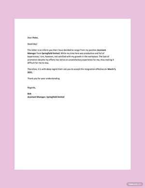 Resignation Due to Lack of Promotion Letter