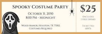 Free Halloween Costume Party Ticket Template to Edit Online