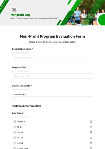 Free Non-Profit Program Evaluation Form Template to Edit Online