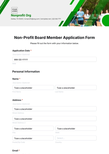 Free Non-Profit Board Member Application Form Template to Edit Online